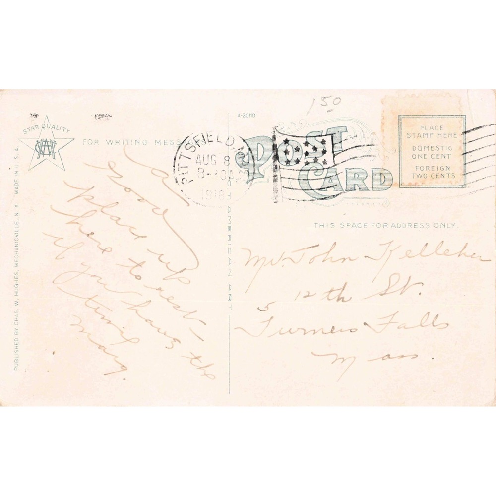 Vintage 1918 Post Office Pittsfield Massachusetts MA Postcard Neoclassical Arch - Picture 2 of 2